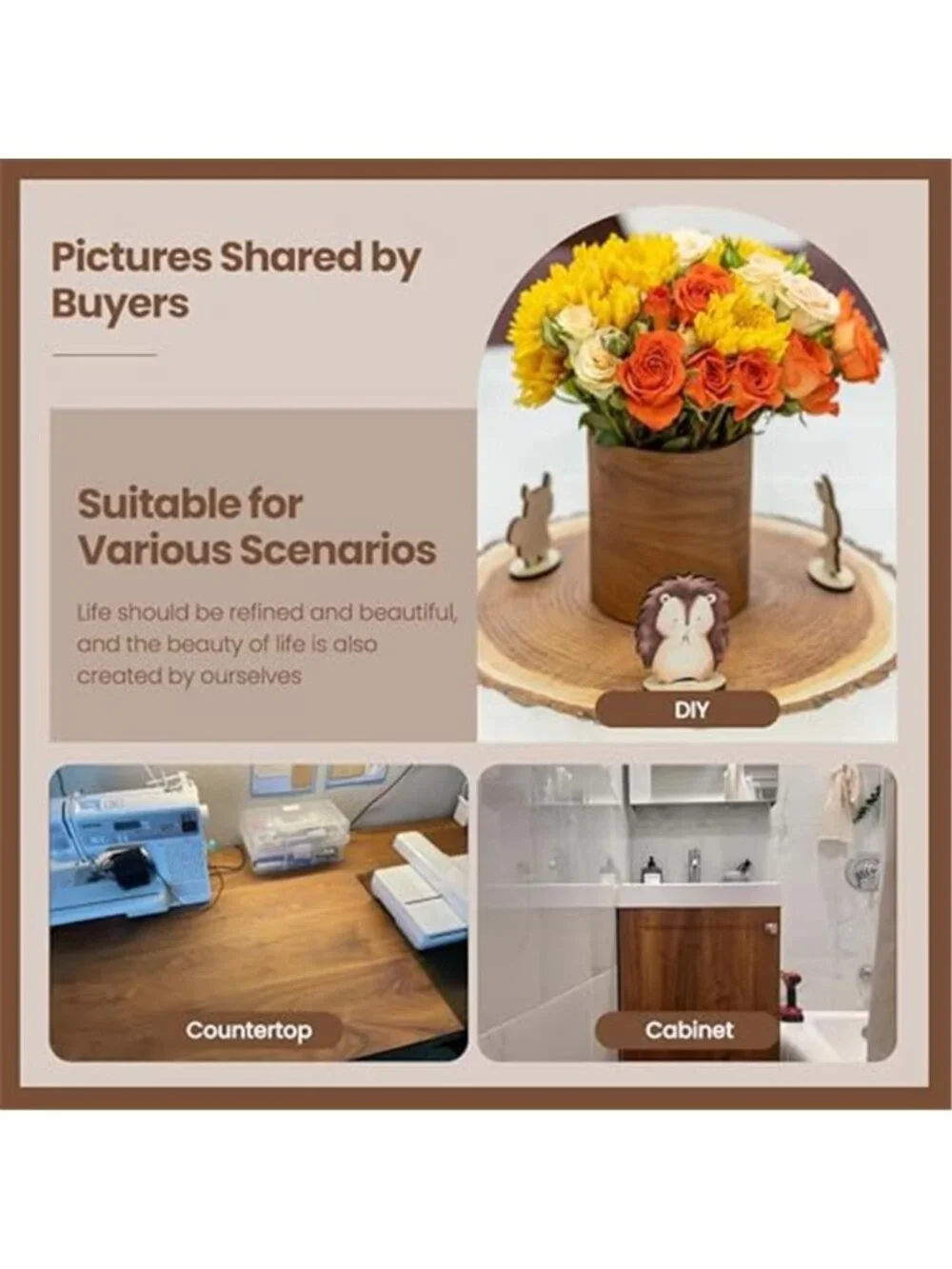 Wood Grain Contact Paper Peel Stick Self Adhesive Removable Wallpaper Vinyl Film
